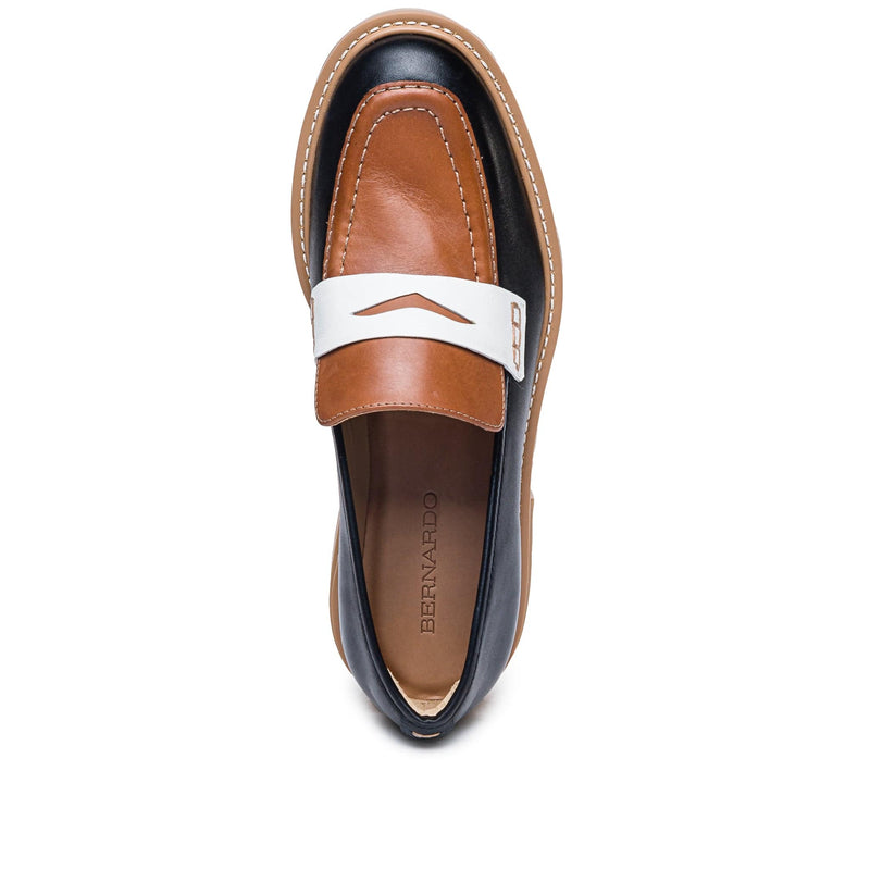 Black Dark Brown Women Bernardo Chandler Lug-Sole Loafers | OYP7851SO