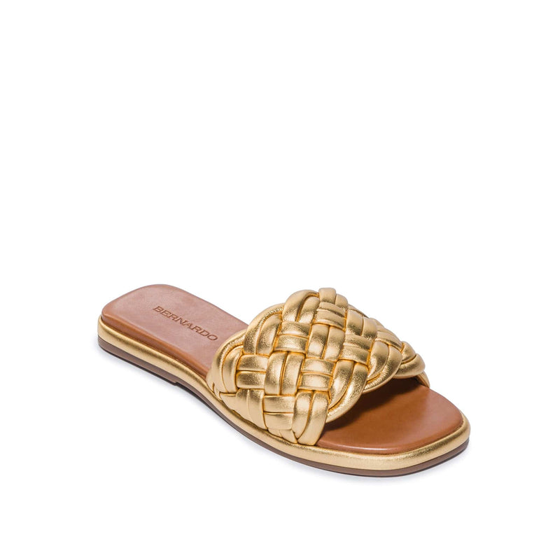 Gold Women Bernardo Troy Woven Slide Sandals | WNJ7785SS